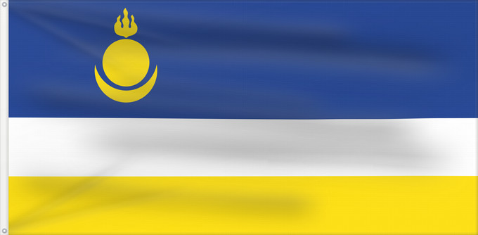 Drapeau, avec deux œillets métalliques et guindant renforcé : Buryatia Republic of Buryatia Buratti República de Buriatia Repubblica di Buriazia Буряад Республикын гyрэнэй һүлдэ Флаг Бурятии Парчами Бурятия