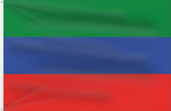 Flagge, mit zwei Metallösen und verstärktem Besatzband: FlagofDaghestan	Dagestan	République du Daguestan	República de Daguestán	 Republik Dagestan	Repubblica del Daghestan