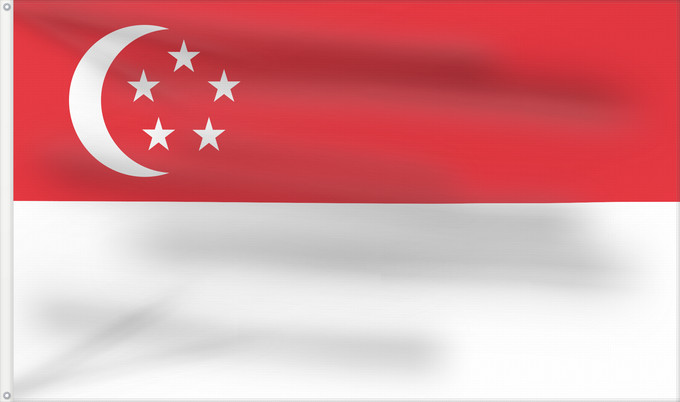 Bandera, con dos ojales metálicos y lado del asta reforzado: Singapore	Singapour	Singapur	Singapuru	علم سنغافورة	Singapuro	Singapura	Флаг Сингапура	Singapurja	சிங்கப்பூரி்ன் கொடி	​新加坡国旗
