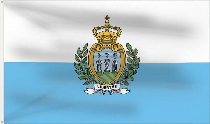 Flag, with two metal eyelets and reinforced hoist: San Marino  civil	San Marino	Saint-Marin