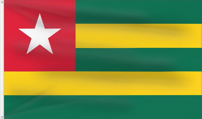 Flag, with two metal eyelets and reinforced hoist: Togo	Vo Togo	علم توغو	Banniel Togo	Togolando	Togo lipp	Togi	Tògo	Toge