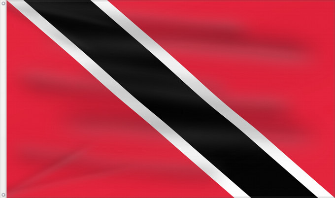Bandera, con dos ojales metálicos y lado del asta reforzado: Trinidad and Tobago	Trinité-et-Tobago	Trinidad y Tobago	Trinidad und Tobago	Trinidad e Tobago	Trinidad en Tobago	Trindade e Tobago	Trynidadu i Tobago	Trinidad a Tobago	Trinidad og Tobagos	Trinidado kaj Tobago	Trinidadi ja Tobago lipp	Tríonóide agus Tobága