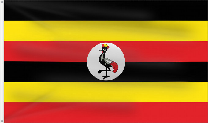 Bandera, con dos ojales metálicos y lado del asta reforzado: Uganda	L Uganda Uganda	Dell Uganda	Ugandy	Ugando	דגל אוגנדה	Ugandos	Ugandei	Ugande	Uganda Uganda