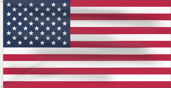 Drapeau, avec deux œillets métalliques et guindant renforcé : United States États-Unis Estados Unidos Vereinigte Staaten von Amerika Stati Uniti