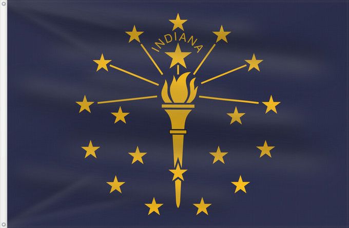 Bandiera, con due occhielli metallici e lato dell'asta rinforzato: Indiana