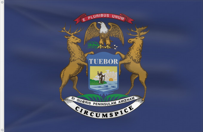 Bandera, con dos ojales metálicos y lado del asta reforzado: Michigan