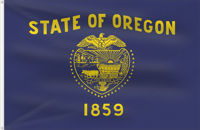 Bandera, con dos ojales metálicos y lado del asta reforzado: Oregon	Oregon  obverse  The flag was adopted by the state on February 26, 1925. The state seal was decided in 1903	L Oregon  face	Oregón  anverso	ᎤᏩᎦᏂ ᎦᏓᏘ	De l Oregon	Ka hae ‘Olekona	Oregoniae	Óogin Hahoodzo bidah naatʼaʼí	Флаг Орегона	Američke savezne dr