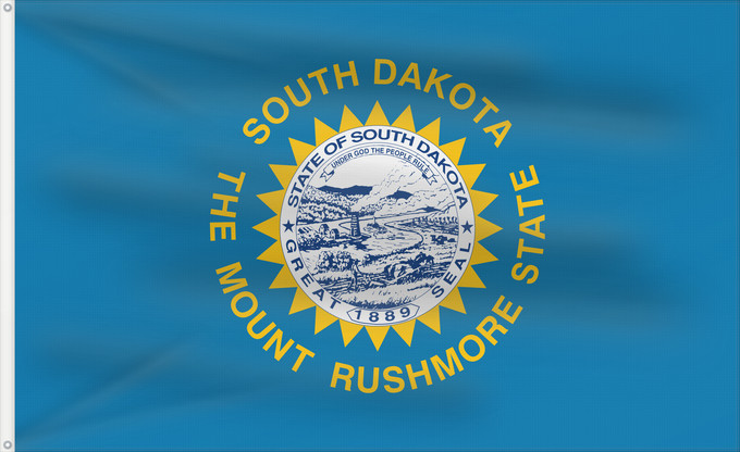 Bandera, con dos ojales metálicos y lado del asta reforzado: South Dakota Dakota du Sud Dakota del Sur Dakota del Sud ᏧᎦᎾᏮ ᏓᎧᏓ ᎦᏓᏘ Ka hae Kakoka Hema Dacota Meridionalis Shádiʼááhjí Dikóodah Hahoodzo bidah naatʼaʼí Флаг Южной Дакоты Američke savezne države Južne Dakote Прапор Південної Дакоти