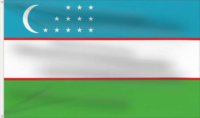 Bandera, con dos ojales metálicos y lado del asta reforzado: Uzbekistan	Ouzbékistan	República de Uzbekistán	Usbekistan	Repubblica dell Uzbekistan	Oezbekistan	Nacional da República do Uzbequistão	علم جمهورية أوزبكستان	Özbəkistan Respublikasının Dövlət	Дзяржаўны Сцяг Рэспублікі Ўзбекістан	Дзяржаўны Сьцяг Рэспублікі Ў