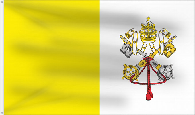 Drapeau, avec deux œillets métalliques et guindant renforcé : Vatican City  2023–present	Vatican City State	Vatican (Saint-Siège)	Ciudad del Vaticano	Vatikanstadt	Città del Vaticano