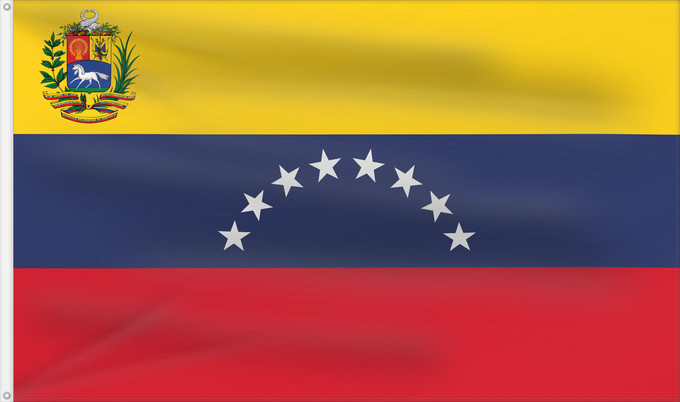 Drapeau, avec deux œillets métalliques et guindant renforcé : Venezuela Benezuela Winïxwila wiphala Veneçuela Venezuelo Venezuelako bandera Poyvi Venesuéla Winisuyla unanchan Venezuele