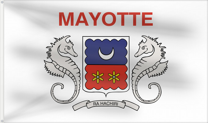 Flag, with two metal eyelets and reinforced hoist: Mayotte local Local, unofficial representative flag of Mayotte Mayotte Uso local