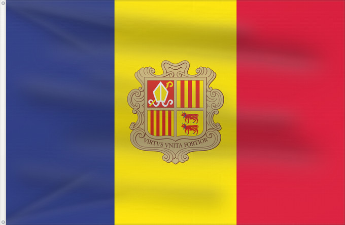 Flag, with two metal eyelets and reinforced hoist: Andorra civil Andorra - civil version Andorre Andorra