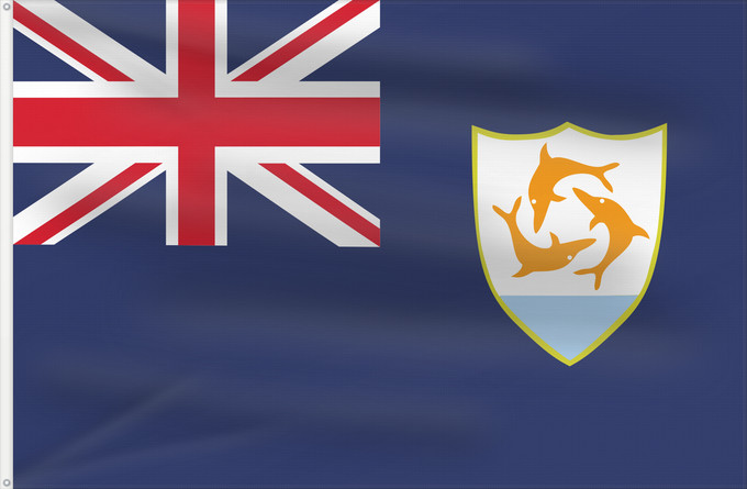 Flag, with two metal eyelets and reinforced hoist: Anguilla	Anguila	Anguillas flag  taget i brug den 30. maj 1990  - RGB farverne	Флаг Ангильи