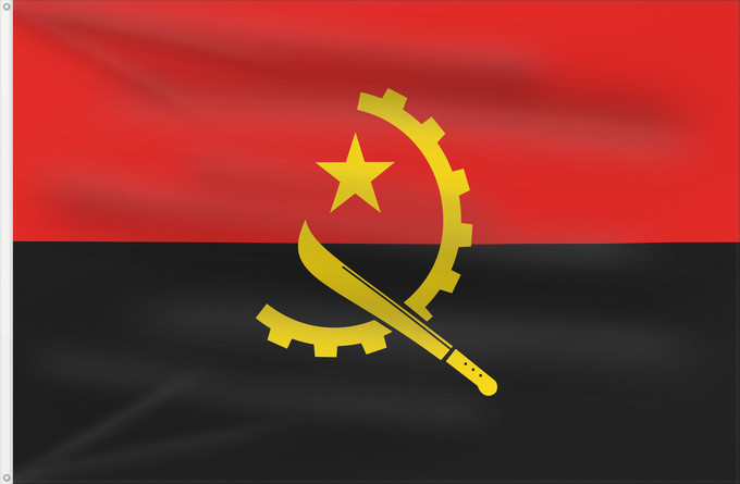 Drapeau, avec deux œillets métalliques et guindant renforcé : Angola Dell Angola የአንጎላ ሰንደቅ ዓላማ علم أنغولا Angoly Σημαία της Αγκόλας پرچم آنگولا Angolan अंगोला ध्वज Bandel a Ngola Ala Angolayê Bɛndɛ́lɛ ya Angola Sainan i Angola Angolei Флаг Анголы Angole Angoola Seboko ye Angola Angolas அங்கோலா கொடி Mujeko ya Angola