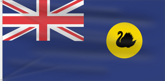 Bandera, con dos ojales metálicos y lado del asta reforzado: Western Australia Australie-Occidentale Australia Occidental Westaustralien