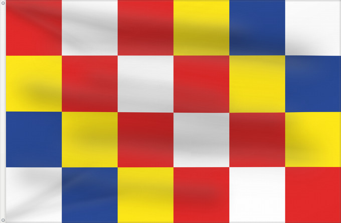 Bandera, con dos ojales metálicos y lado del asta reforzado: Antwerp	Anvers	Amberes	Antwerpen	Anversa