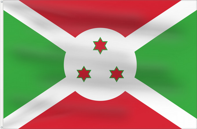 Bandera, con dos ojales metálicos y lado del asta reforzado: Burundi