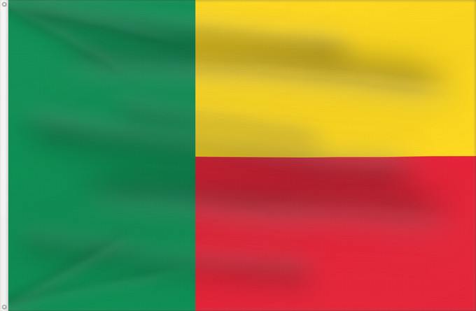 Drapeau, avec deux œillets métalliques et guindant renforcé : Benin Bénin Benín Benins علم بنين Banniel Benin Σημαία του Μπενίν Benino Beningo bandera پرچم بنین Beninin Fon Benɛɛtò sín asya Okoloto ndi Benin Benina Raaya bu Bene Àsìá ilẹ́ Bẹ̀nẹ̀