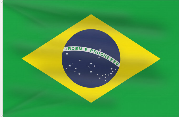 Drapeau, avec deux œillets métalliques et guindant renforcé : Brazil	Brésil	Brasil	Brasilien	Brasile