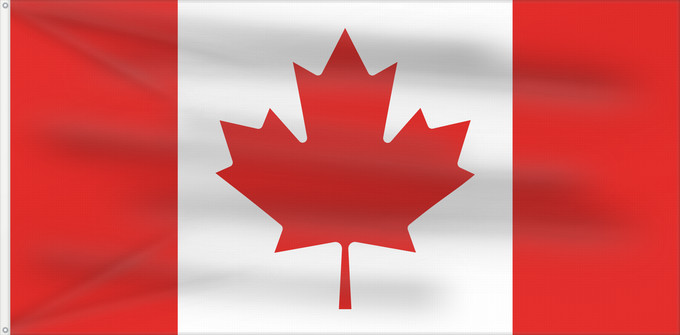 Drapeau, avec deux œillets métalliques et guindant renforcé : Canada	Canadá	Kanada