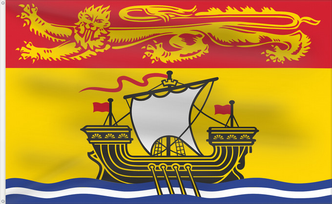 Flag, with two metal eyelets and reinforced hoist: New Brunswick	New Brunswick 	Nouveau-Brunswick	Nuevo Brunswick	Nuovo Brunswick	Banniel proviñs New Brunswick