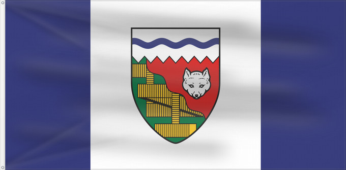 Drapeau, avec deux œillets métalliques et guindant renforcé : Northwest Territories	Territoires du Nord-Ouest	Territorios del Noroeste	Nordwest-Territorien	Territori del Nordovest	Banniel Tiriadoù ar Gwalarn, Kanada	ᓄᓇᑦᓯᐊᖅ ᓴᐃᒻᒪᑎ