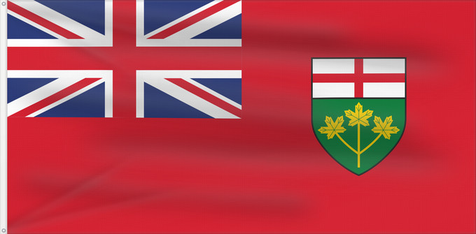 Drapeau, avec deux œillets métalliques et guindant renforcé : Ontario L Ontario Banniel proviñs Ontario, Kanada