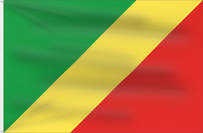 Flag, with two metal eyelets and reinforced hoist: Republic of the Congo Congo République du Congo República del Congo Republik Kongo Repubblica del Congo República do Congo علم الكونغو Banniel Republik Kongo La Respubliko Kongo Kongoar bandera پرچم جمهوری کنگو Dalapo ya Repubilika ya Kongo Bɛndɛ́lɛ ya Re