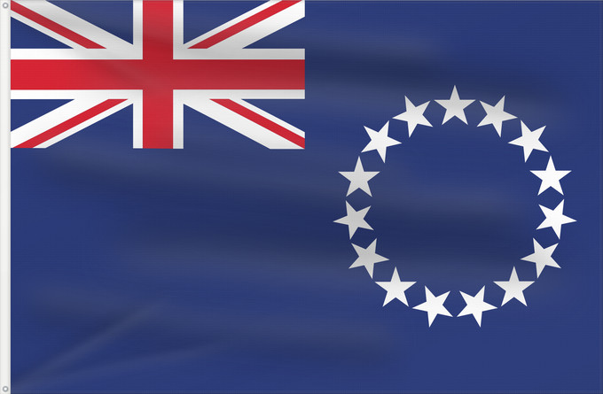 Bandera, con dos ojales metálicos y lado del asta reforzado: Cook Islands Cook !Îles Cook Islas Cook Cookinseln