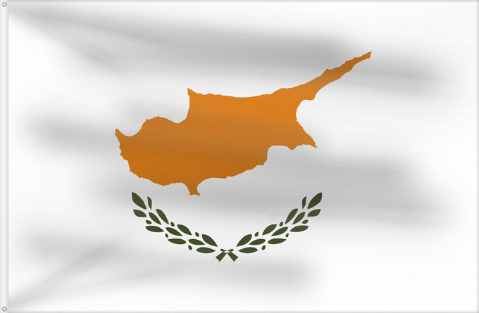 Flag, with two metal eyelets and reinforced hoist: Cyprus Chypre Chipre Zypern Cipro Cypru علم قبرص Сцяг Кіпра Знаме на Кипър সাইপ্রাসের পতাকা Kyperská vlajka Cyperns Σημαία της Κύπρου Kipro Küprose lipp پرچم قبرس Kyproksen Cipire Σημεῖον τῆς Κύπρου דגל קפריסין Ciprus Կիպրոսի դրոշ კვიპროსის დროშა Cypriae