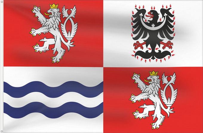 Bandera, con dos ojales metálicos y lado del asta reforzado: Central Bohemian Region	Région de Bohême centrale	Región de Bohemia Central	Mittelböhmische Region