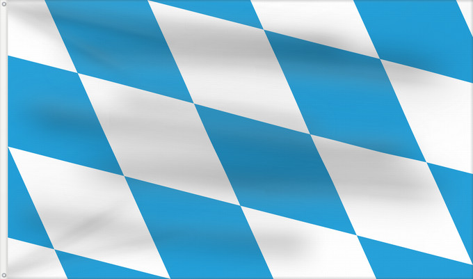 Bandera, con dos ojales metálicos y lado del asta reforzado: Bavaria lozengy The lozengy variant of the flag of Bavaria Bavaria Die Rautenflagge des Freistaates Bayern seit 1971. Das Seitenverhältnis ist nicht vorgegeben Baviera Bavorska