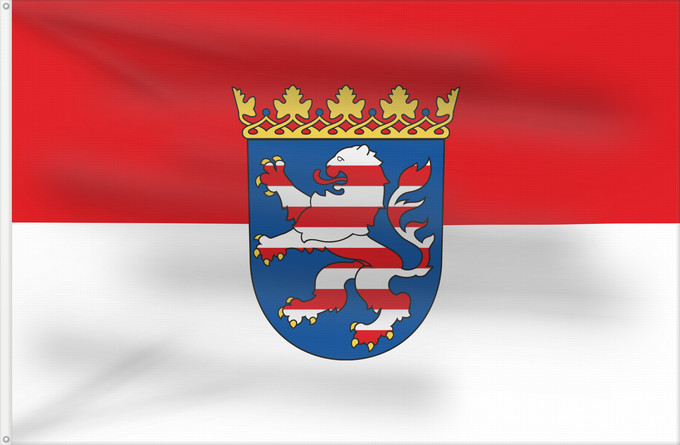 Bandera, con dos ojales metálicos y lado del asta reforzado: Hesse	Hessen	Assia