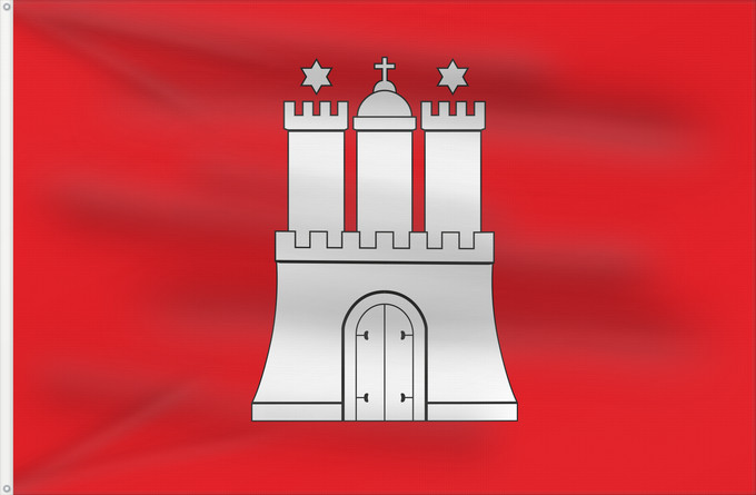 Bandera, con dos ojales metálicos y lado del asta reforzado: Hamburg	City Hamburg	Hamburg 	Landesflagge der Freien und Hansestadt Hamburg	Amburgo	Hamburga	Hamburgs flagg	Vun de Stadt Hamborg