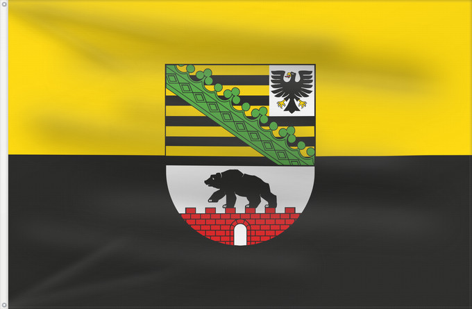 Bandera, con dos ojales metálicos y lado del asta reforzado: Saxony-Anhalt	Saxony-Anhalt 	Saxe-Anhalt	Sajonia-Anhalt	Sachsen-Anhalt	Sassonia-Anhalt