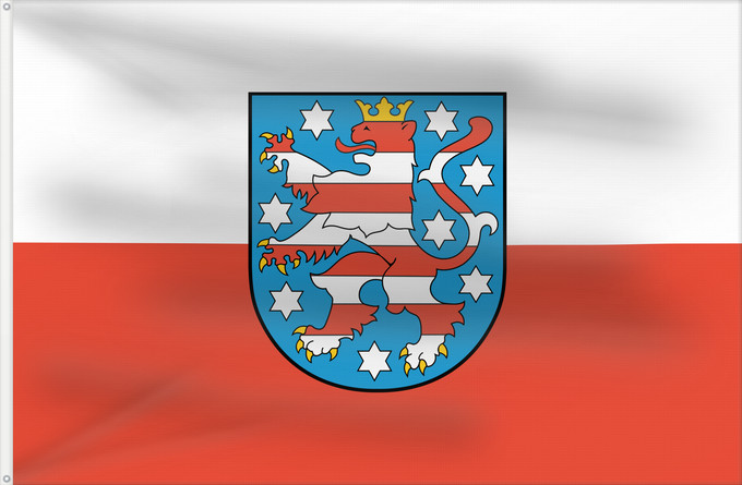 Bandera, con dos ojales metálicos y lado del asta reforzado: Thuringia	Thuringe	Turingia	Thüringen