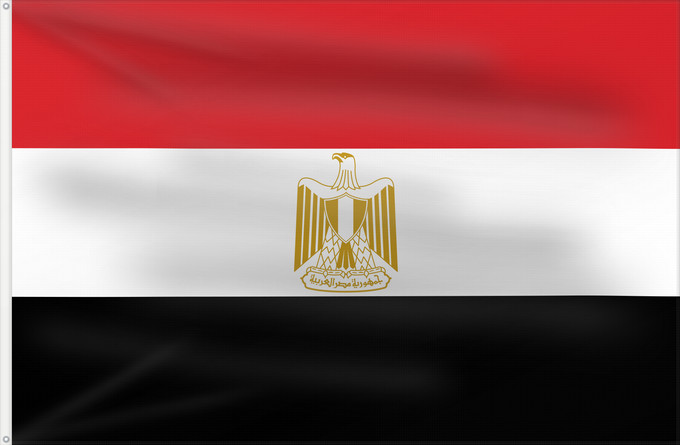 Flag, with two metal eyelets and reinforced hoist: Egypt L Égypte Egipto Ägyptens Dell Egitto Egypte የግብፅ ሰንደቅዓላማ علم مصر Сцяг Егіпта Banniel Egipt Yr Aifft Af Ægypten Σημαία της Αιγύπτου Egiptio Egyptin Asenǧaq n Maṣer Флаг Египта Masar Egyptens Mısır Прапор Єгипту