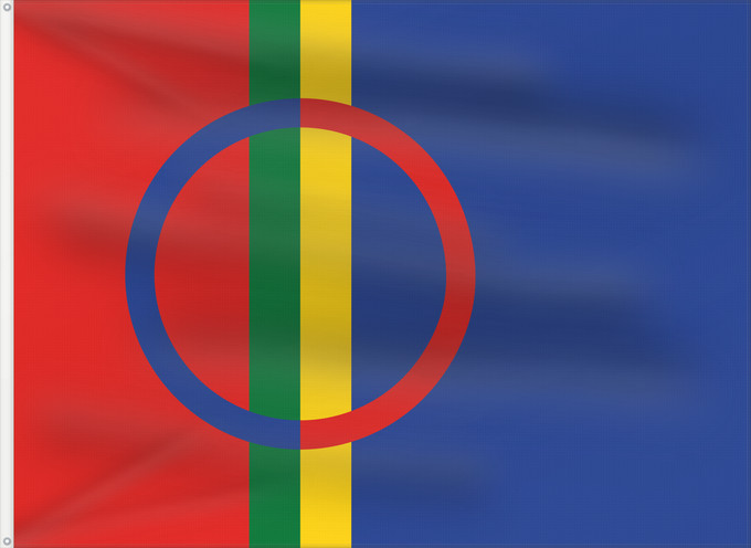 Flag, with two metal eyelets and reinforced hoist: Sami	The Sami	Laponie	Laponia	Lappland	Lapponia	Sámská vlajka	Samea	Saamen	Det samiske flagget	Sámi leavga	Samernas