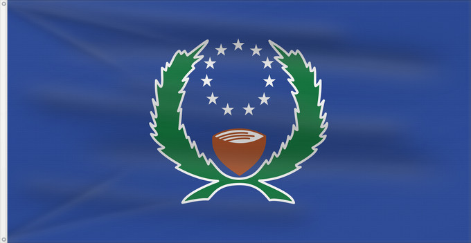 Bandera, con dos ojales metálicos y lado del asta reforzado: Pohnpei State of Pohnpei L État de Pohnpei Pohnpei Staates Pohnpei im Verhältnis 10 19 Beschreibung der Flagge Das blaue Tuch steht für den Pazifik