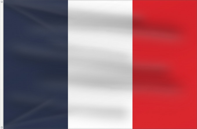 Bandera, con dos ojales metálicos y lado del asta reforzado: France	Francia	Frankreich	France in #002654, #FFFFFF, #CE1126