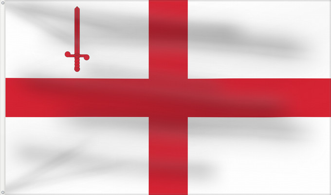 Flag, with two metal eyelets and reinforced hoist: City of London	City of London  the  Square Mile	Londres	London	Флаг Лондонского Сити