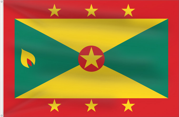 Bandera, con dos ojales metálicos y lado del asta reforzado: Grenada Grenade Granada Флаг Гренады Grenadas