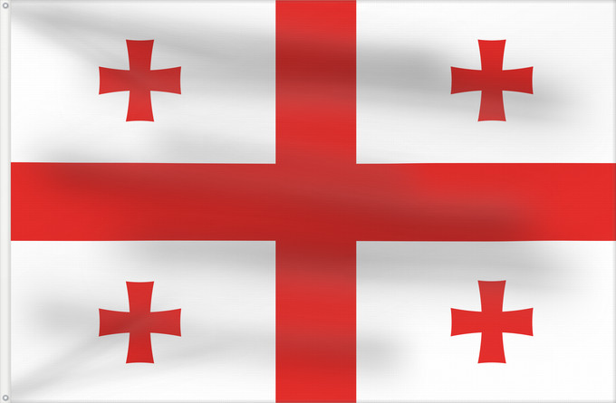Bandera, con dos ojales metálicos y lado del asta reforzado: Georgia Géorgie Georgien