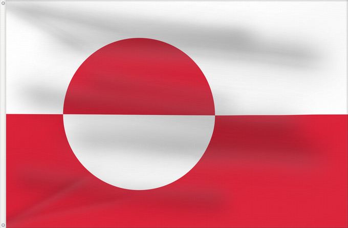 Flag, with two metal eyelets and reinforced hoist: Greenland	Groenland	Groenlandia	Grönlands	Groenlândia	Grenlandii	علم جرينلاند	Знаме на Гренландия	Grónska	Yr Ynys Las	Grønlands	Σημαία της Γροιλανδίας	Gronlando	Gröönimaa lipp	Grönlannin	Grønland	Graonlainne	Grönland	Grenlando	Grænlands	Kalaallit erfalasu