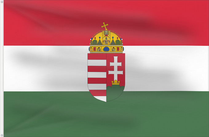 Bandera, con dos ojales metálicos y lado del asta reforzado: Hungary	Hongrie	Hungría	Ungarn	Dell Ungheria	Hongarije	Hungria	Banniel Hungaria	Ungarns	Hungario	Ungari lipp	Unkarin	HUngáire	Magyarország	Hungaria	Hungariae	Tal-Ungerija	Styago Ungariya	Ungariei	Madžarske	Ungerns	Stän Macaräna