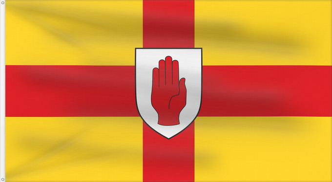 Drapeau, avec deux œillets métalliques et guindant renforcé : Ulster	Ulster  heraldic banner of traditional coat of arms of the province	Úlster 