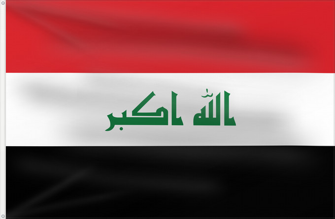 Flag, with two metal eyelets and reinforced hoist: Iraq	L Irak	Irak	Dell Iraq	Iraku	علم العراق	ܐܬܐ ܕܥܝܪܐܩ	ئاڵای عێراق	Irácká vlajka	Desmale Iraq	Irako	پرچم عراق	Irakin	イラクの国旗	이라크의 국기	Alaya Iraq	Флаг Ирака	Iraka	Ciraaq	Yrak baýdagy	Прапор Іраку