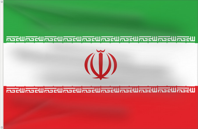 Flag, with two metal eyelets and reinforced hoist: Iran	Irán