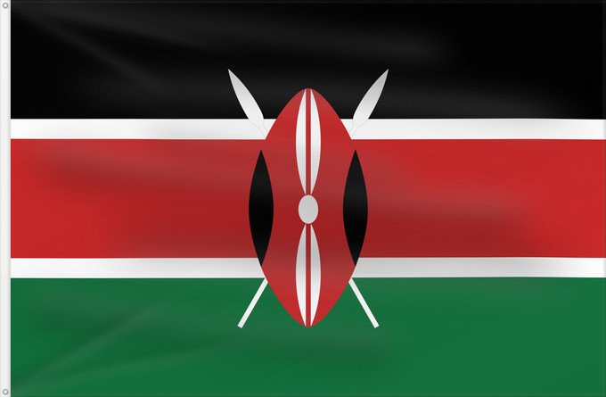 Drapeau, avec deux œillets métalliques et guindant renforcé : Kenya	Kenia	Quénia	Kenii	የኬንያ ሰንደቅ ዓላማ	علم كينيا	Keniya	Сцяг Кеніі	কেনিয়ার ফিরালহান	Kenije	Keňská vlajka	Kenyas	Σημαία της Κένυας	Kenja	Kenya lipp	Kenian	דגל קניה	केन्या का ध्वज	ケニアの国旗	კენიის დროშა	케냐의 국기	Kenijos	Знаме на Кенија	Kenyas flagg	Флаг Кении	K